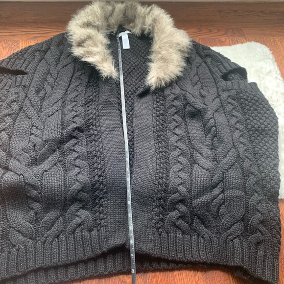 NORDSTROM Oversized Chunky Knit Faux Fur Sweater Penny Lane Cardigan - Picture 4 of 6